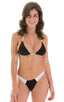 Brazilian Triangle Swim Top in Super ThinSKINZ Black & White, Front View; Brazilian Triangle Swim Top in Super ThinSKINZ Black & White, Rear View; Brazilian Tri