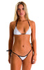 Brazilian Triangle Top in Super ThinSKINZ White with Black Strings, Front View; Brazilian Triangle Top in Super ThinSKINZ White with Black Strings, Rear View; B