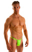 4-Way Adjustable Bikini-Tanga-Micro in Neon Lime, Front View; 4-Way Adjustable Bikini-Tanga-Micro in Neon Lime, Rear View; 4-Way Adjustable Bikini-Tanga-Micro i