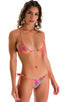 womans tan through low rise side tie brazilian bikini swimsuit sexy swimwear in orange jungle; Low Rise Side Tie Brazilian Bikini Bottom in Tan Through Orange J
