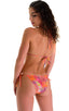 womans tan through low rise side tie brazilian bikini swimsuit sexy swimwear in orange jungle; Low Rise Side Tie Brazilian Bikini Bottom in Tan Through Orange J
