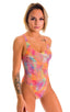 baywatch womens one piece swimsuit high cut skinz swimwear in Tan Through Orange Jungle; Baywatch One Piece Swimsuit in Tan Through Orange Jungle, Rear View; Ba