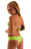 womens cheeky swim bottom boy shorts sexy booty hot pants swimwear in sheer neon lime; Cheeky Booty Shorts in Semi Sheer ThinSkinz Neon Lime, Front View; Cheeky