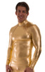 Swim Skin Rash Guard in Liquid Metallic Gold, Front View; Swim Skin Rash Guard in Liquid Metallic Gold, Front Alternative; Swim Skin Rash Guard in Liquid Metall