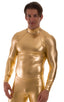 Swim Skin Rash Guard in Liquid Metallic Gold, Front View; Swim Skin Rash Guard in Liquid Metallic Gold, Front Alternative; Swim Skin Rash Guard in Liquid Metall