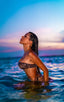 Tanning Bandeau Swimsuit Top in Super ThinSKINZ Cheeta, Front View; Tanning Bandeau Swimsuit Top in Super ThinSKINZ Cheeta, Rear View; Tanning Bandeau Swimsuit