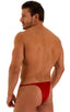 most popular mens sexy micro bikini in ThinSKINZ Red semi sheer; Sunseeker Micro Pouch Half Back Bikini in ThinSKINZ Red, Rear View; Sunseeker Micro Pouch Half