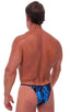 Banded - High Cut - Half Back - Swimsuit in Laser Blue Lightning and Black, Front View; Banded - High Cut - Half Back - Swimsuit in Laser Blue Lightning and B