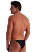 Super Low Brazilian Bikini in Semi Sheer ThinSKINZ Midnight Black, Front View; Super Low Brazilian Bikini in Semi Sheer ThinSKINZ Midnight Black, Rear View; Spe
