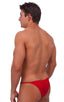 Super Low Brazilian Bikini in Wet Look Lipstick Red Tricot/ nylon/Lycra, Front View; Super Low Brazilian Bikini in Wet Look Lipstick Red Tricot/ nylon/Lycra, Re