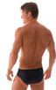 Swim-Dive Competition Brief in Black, Front View; Swim-Dive Competition Brief in Black, Rear View; Swim-Dive Competition Brief in Black Fabric
