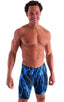 Extreme Lycra Jammer Shorts in Blue Lightning, Front View; Extreme Lycra Jammer Shorts in Blue Lightning, Rear View; Special Order Notice; Extreme Lycra Jammer