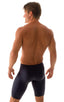 Lycra Bike Length Shorts in Wet Look Black, Front View; Lycra Bike Length Shorts in Wet Look Black, Rear View; Special Order Notice; Lycra Bike Length Shorts in