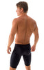 Lycra Bike Length Shorts in Black cotton/lycra, Front View; Lycra Bike Length Shorts in Black cotton/lycra, Rear View; Special Order Notice; Lycra Bike Length S