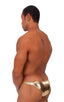 Exotic Dancer - Pouch Enhanced - Pistol Bikini in Metallic Liquid Gold, Front View; Exotic Dancer - Pouch Enhanced - Pistol Bikini in Metallic Liquid Gold, Rear