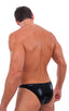 Exotic Dancer - Pouch Enhanced - Pistol Bikini in Mystique Black-Black, Front View; Exotic Dancer - Pouch Enhanced - Pistol Bikini in Mystique Black-Black, Rear
