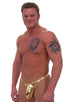 Exotic Dancer Flopper Thong in Liquid Gold (PROLining), Front View; Exotic Dancer Flopper Thong in Liquid Gold (PROLining), Rear View; Exotic Dancer Flopper Tho
