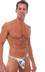 Exotic Dancer Flopper Thong in Liquid SILVER (PROLining), Front View; Exotic Dancer Flopper Thong in Liquid SILVER (PROLining), Rear View; Exotic Dancer Flopper