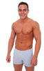 Seamless Square Cut Underwear Gym Shorts in Heather Grey Heavy-Poly-Cotton-Lycra, Front View; Seamless Square Cut Underwear Gym Shorts in Heather Grey Heavy-Pol