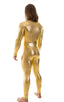 Full Bodysuit Zentai Lycra Spandex Suit for men in Liquid Gold, Front View; Full Bodysuit Zentai Lycra Spandex Suit for men in Liquid Gold, Rear View; Special O