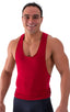 String Tank Gym Tee in ThinSKINZ Lipstick Red, Front View; String Tank Gym Tee in ThinSKINZ Lipstick Red, Rear View; Special Order Notice; String Tank Gym Tee i