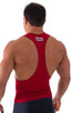 String Tank Gym Tee in ThinSKINZ Lipstick Red, Front View; String Tank Gym Tee in ThinSKINZ Lipstick Red, Rear View; Special Order Notice; String Tank Gym Tee i