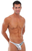 Pistol Pouch Rio swimsuit in Liquid Silver, Front View; Pistol Pouch Rio swimsuit in Liquid Silver, Rear View; Special Order Notice; Pistol Pouch Rio swimsuit