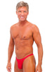 Rio Tanning Bikini Swimsuit in Wet Look Red, Front View; Rio Tanning Bikini Swimsuit in Wet Look Red, Rear View; Special Order Notice; Rio Tanning Bikini Swimsu