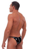 mens micro bikini swimsuit with tiny puckered butt in Gloss Black Vinyl; Micro Pouch - Puckered Back - Rio Bikini in Gloss Black Vinyl, Rear View; Micro Pouch
