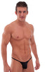 mens micro bikini swimsuit with tiny puckered butt in Semi Sheer ThinSKINZ Black; Micro Pouch - Puckered Back - Rio Bikini in Semi Sheer ThinSKINZ Black, Rear V