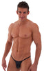 mens micro bikini swimsuit with tiny puckered butt in Wet Look Black; Micro Pouch - Puckered Back - Rio Bikini in Wet Look Black, Rear View; Special Order Notic