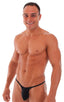 best seller mens sexy micro bikini in sheer black; Sunseeker Micro Pouch Half Back Bikini in ThinSKINZ Black - Semi Sheer, Rear View; Special Order Notice; Suns