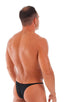 best seller mens sexy micro bikini in sheer black; Sunseeker Micro Pouch Half Back Bikini in ThinSKINZ Black - Semi Sheer, Rear View; Special Order Notice; Suns