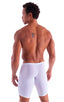 Extreme Lycra Jammer Shorts in Semi SHEER White PowerNet, Front View; Extreme Lycra Jammer Shorts in Semi SHEER White PowerNet, Rear View; Special Order Notice;