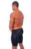Extreme Lycra Jammer Shorts in Wet Look Black, Front View; Extreme Lycra Jammer Shorts in Wet Look Black, Rear View; Special Order Notice; Extreme Lycra Jammer
