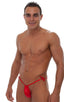 String Bikini - Tanga - Combination Suit in Wet Look Lipstick Red, Front View; String Bikini - Tanga - Combination Suit in Wet Look Lipstick Red, Front Alternat