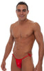 String Bikini - Tanga - Combination Suit in Wet Look Lipstick Red, Front View; String Bikini - Tanga - Combination Suit in Wet Look Lipstick Red, Front Alternat