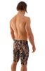 Lycra Bike Length Shorts in Camo, Front View; Lycra Bike Length Shorts in Camo, Rear View; Special Order Notice; Lycra Bike Length Shorts in Camo Fabric