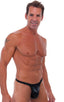 Male Review Stripper Swim Thong in Mystique Black, Front View; Male Review Stripper Swim Thong in Mystique Black, Rear View; Silver Hook connector; Special Orde