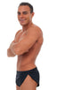 Swimsuit Cover Up Split Running Shorts in Black, Front View; Swimsuit Cover Up Split Running Shorts in Black, Rear View; Swimsuit Cover Up Split Running Shorts