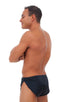 Swimsuit Cover Up Split Running Shorts in Black, Front View; Swimsuit Cover Up Split Running Shorts in Black, Rear View; Swimsuit Cover Up Split Running Shorts