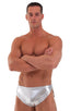 Swimsuit Cover Up Split Running Shorts in Liquid Silver, Front View; Swimsuit Cover Up Split Running Shorts in Liquid Silver, Rear View; Swimsuit Cover Up Split