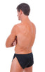 Swimsuit Cover Up Split Running Shorts in Black PowerNet, Front View; Swimsuit Cover Up Split Running Shorts in Black PowerNet, Rear View; Special Order Notice;