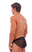 Swimsuit Cover Up Split Running Shorts in Black Mesh, Front View; Swimsuit Cover Up Split Running Shorts in Black Mesh, Rear View; Swimsuit Cover Up Split Run