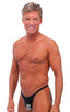Rio Tanning Bikini Swimsuit in Semi Sheer Black PowerNet, Front View; Rio Tanning Bikini Swimsuit in Semi Sheer Black PowerNet, Rear View; Special Order Notice;