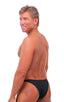 Rio Tanning Bikini Swimsuit in Semi Sheer Black PowerNet, Front View; Rio Tanning Bikini Swimsuit in Semi Sheer Black PowerNet, Rear View; Special Order Notice;