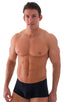 Fitted Pouch - Boxer - Swim Trunks in Black, Front View; Fitted Pouch - Boxer - Swim Trunks in Black, Rear View; Special Order Notice; Fitted Pouch - Boxer - Sw