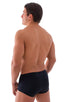 Fitted Pouch - Boxer - Swim Trunks in Black, Front View; Fitted Pouch - Boxer - Swim Trunks in Black, Rear View; Special Order Notice; Fitted Pouch - Boxer - Sw