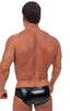 Riviera Swim Suit Brief in Gloss Black Vinyl, Front View; Riviera Swim Suit Brief in Gloss Black Vinyl, Rear View; Riviera Swim Suit Brief in Gloss Black Vinyl