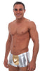 M38 - Mens Square Cut Fitted Watersport Swim Trunks - Color-Blocked